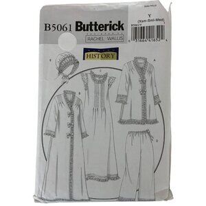 Butterick B5061 Pattern Making History Rachel Wallis Robe Gown Bonnet Size XS-M